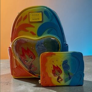 Pixar Elemental Ember Wade Loungefly Backpack Wallet Set NWT